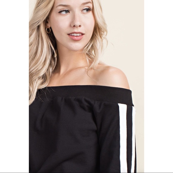 Side Stripe Off Shoulder Top - Picture 4 of 4